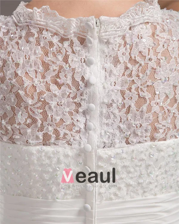 Satin Dentelle Applique Balayage Gaine Nuptiale Robe De Mariée De Robe