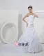 Satijn Organza Strapless Kralen Applique Ruches Zeemeermin Bruidsjurken Trouwjurken