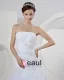 Satijn Organza Strapless Kralen Applique Ruches Zeemeermin Bruidsjurken Trouwjurken