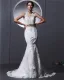Licou Sans Manches Bouton Ceinture Applique Etage Longueur Dentelle Charmeuse Femme Robe De Mariée Sirène