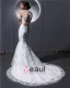 Licou Sans Manches Bouton Ceinture Applique Etage Longueur Dentelle Charmeuse Femme Robe De Mariée Sirène