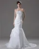 Elegant Beading Ruffles Strapless Floor Length Court Train Taffeta Mermaid Wedding Dress