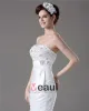 Elegant Beading Ruffles Strapless Floor Length Court Train Taffeta Mermaid Wedding Dress