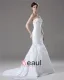 Elegant Beading Ruffles Strapless Floor Length Court Train Taffeta Mermaid Wedding Dress