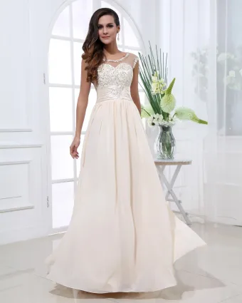 Chiffon Gaze Sicken Scoop Ärmellose Reißverschluss Bodenlange Abendkleid Plissierten