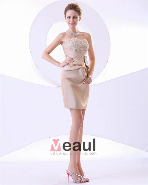 Taffeta Ruffles Perle Stroppelos Kort Mini Cocktail Kjoler Festkjoler