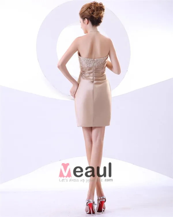 Taffeta Ruffles Perle Stroppelos Kort Mini Cocktail Kjoler Festkjoler