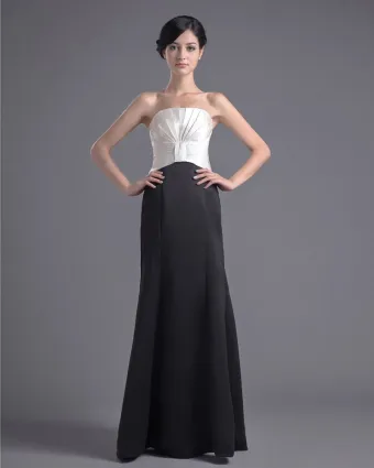 Fashion Satin Pleated Strapless Floor Length Bridesmaid Dress
