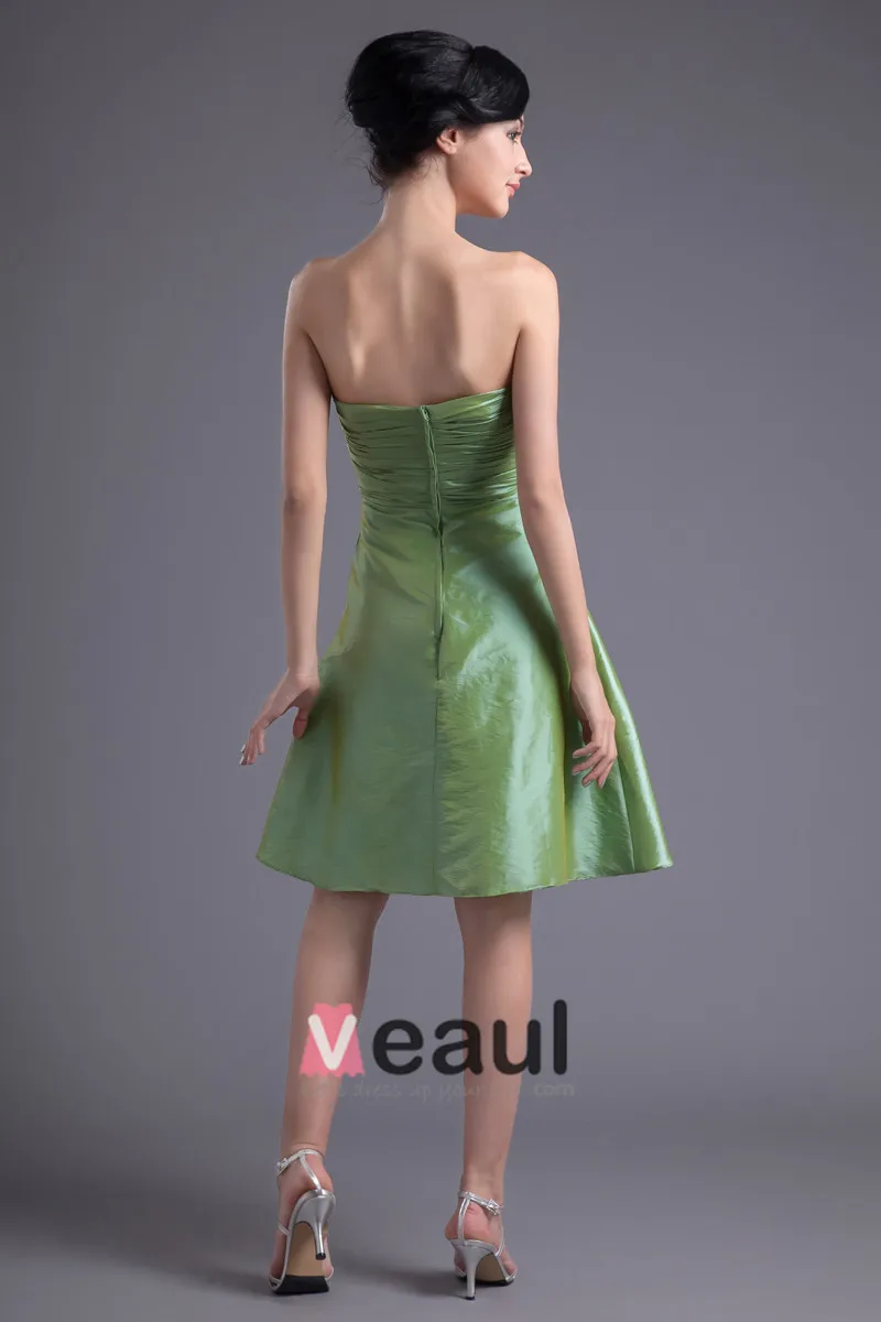 Mote Taffeta Kjaereste Lar Lengde Plissert Brudepikekjoler