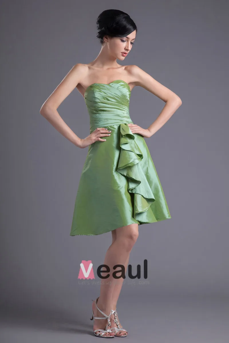 Mote Taffeta Kjaereste Lar Lengde Plissert Brudepikekjoler