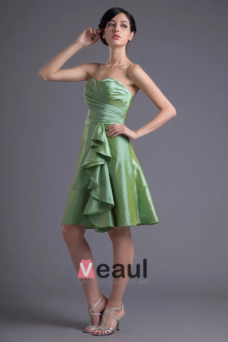 Mote Taffeta Kjaereste Lar Lengde Plissert Brudepikekjoler