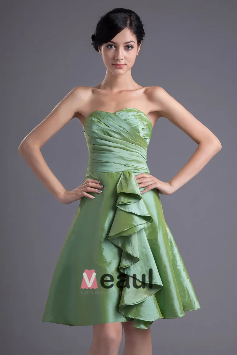 Mote Taffeta Kjaereste Lar Lengde Plissert Brudepikekjoler