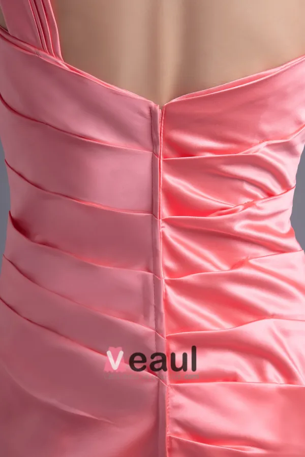 Satin Plisse Une Epaule Etage Robe De Demoiselle D'honneur De Longueur De Mode