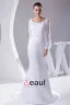 Elegant Satin Chiffon Lacework Beading Square Neck Floor Length Women Wedding Dress
