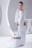 Elegant Satin Chiffon Lacework Beading Square Neck Floor Length Women Wedding Dress