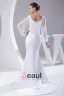 Elegant Satin Chiffon Lacework Beading Square Neck Floor Length Women Wedding Dress