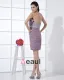 Bustier Zipper Manches Perles Bowknot Longueur Mini Robe De Cocktail En Mousseline De Soie De Femme