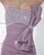 Bustier Zipper Manches Perles Bowknot Longueur Mini Robe De Cocktail En Mousseline De Soie De Femme
