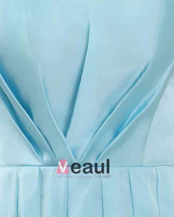 Licou Sans Manches Plissee Longueur Genou Charmeuse Femme Robe De Demoiselle Zipper