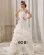 Stilvolle Dünne Stickerei Ruffle Bodenlangen Organza Trägerlosen Fleck Mermaid Brautkleid