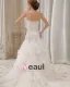 Stilvolle Dünne Stickerei Ruffle Bodenlangen Organza Trägerlosen Fleck Mermaid Brautkleid