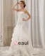 Stilvolle Dünne Stickerei Ruffle Bodenlangen Organza Trägerlosen Fleck Mermaid Brautkleid