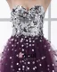 A-linje Tyll Sequin Beading Krusning Kjaereste Gulv Lengde Ballkjoler