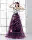 A-linje Tyll Sequin Beading Krusning Kjaereste Gulv Lengde Ballkjoler