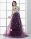 A-linje Tyll Sequin Beading Krusning Kjaereste Gulv Lengde Ballkjoler
