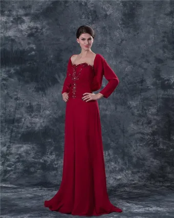 Chiffon Applique Embroidery Sweetheart Ankle Length Mothers Of Bride Guests Dresses