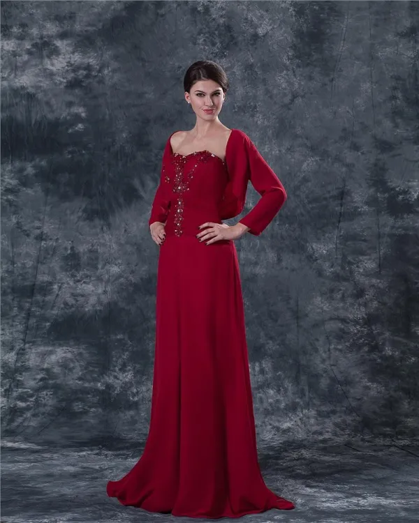 Chiffon Applikasjon Broderi Kjaereste Ankel Lengde Modre Av Bruden Gjester Kjoler