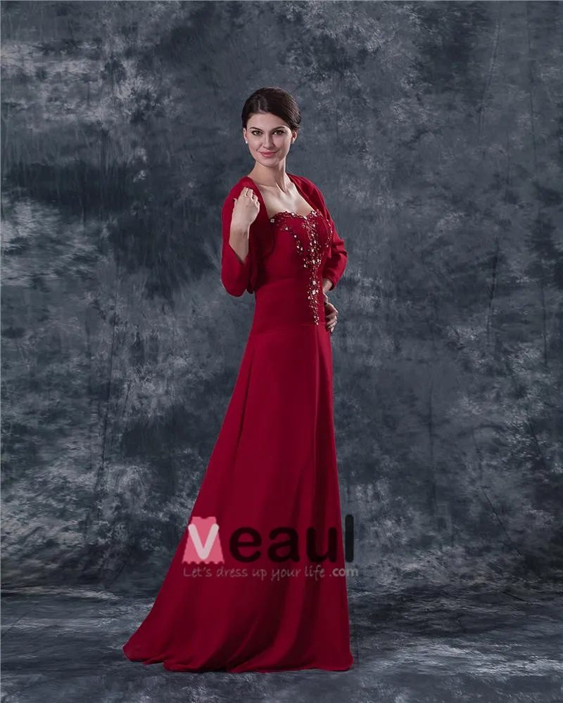 Chiffon Applikasjon Broderi Kjaereste Ankel Lengde Modre Av Bruden Gjester Kjoler