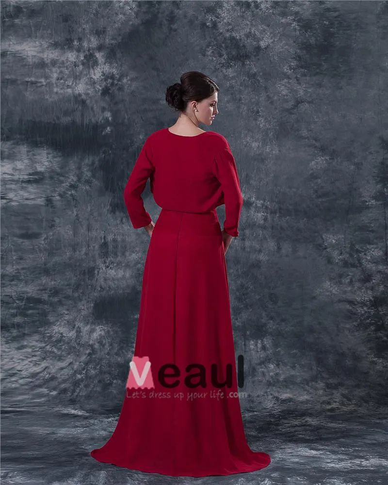 Chiffon Applikasjon Broderi Kjaereste Ankel Lengde Modre Av Bruden Gjester Kjoler