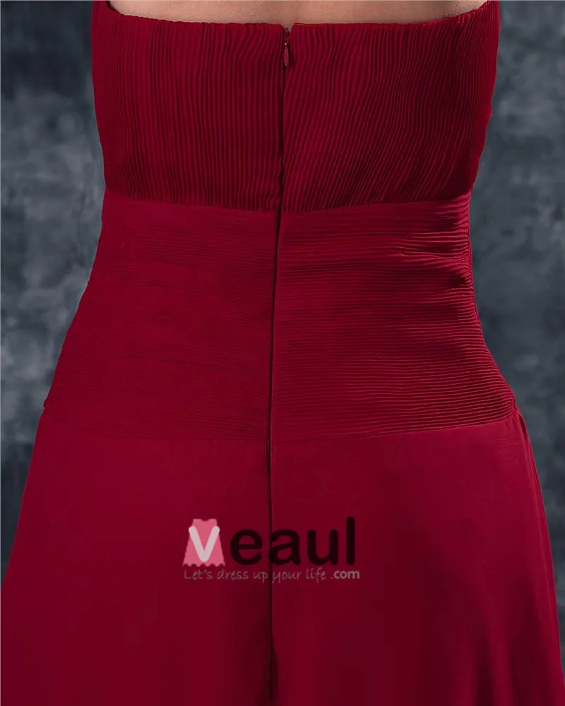 Chiffon Applikasjon Broderi Kjaereste Ankel Lengde Modre Av Bruden Gjester Kjoler