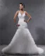 Elegant Yarn Charmeuse Applique Beaded V Neck Floor Length Mermaid Wedding Dress