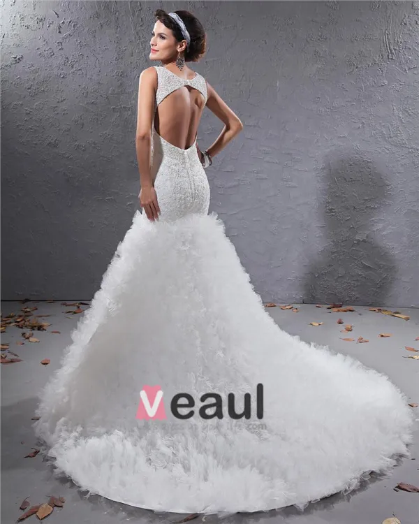 Elegant Yarn Charmeuse Applique Beaded V Neck Floor Length Mermaid Wedding Dress