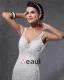 Elegant Yarn Charmeuse Applique Beaded V Neck Floor Length Mermaid Wedding Dress