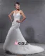 Elegant Yarn Charmeuse Applique Beaded V Neck Floor Length Mermaid Wedding Dress