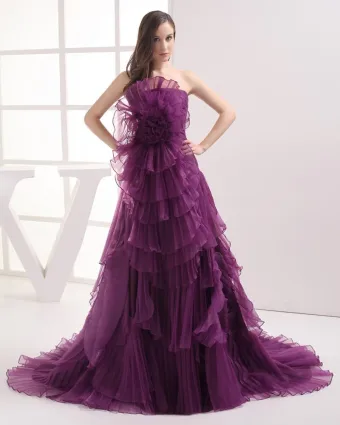Organza De Mode De Satin Fleur De Chaussee Robe De Bal Celebrite De Longueur Bustier Plisse