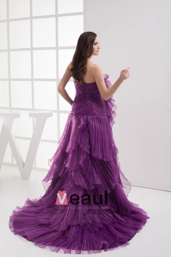 Kwiat Moda Satyna Organzy Bez Ramiaczek Długosc Podlogi Plisowane Eleganckie Sukienki Na Bal