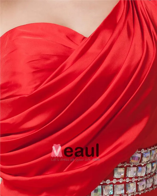 Sleeveless Sequins Charmeuse One Shoulder Short Cocktail Dresses