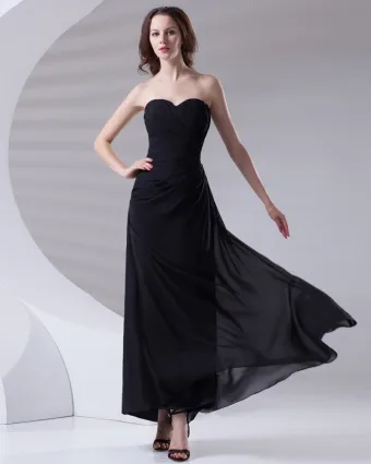 Fashion Sweetheart Neckline Ankle Length Ruffle Chiffon Bridesmaid Dress
