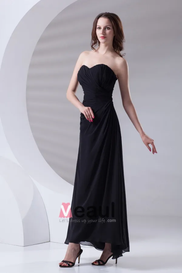 Fashion Sweetheart Neckline Ankle Length Ruffle Chiffon Bridesmaid Dress
