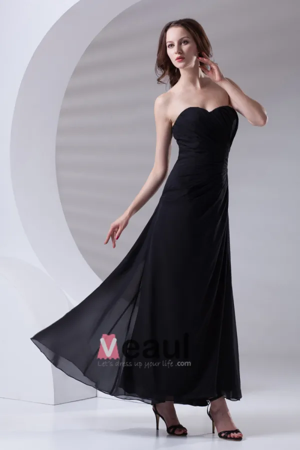 Fashion Sweetheart Neckline Ankle Length Ruffle Chiffon Bridesmaid Dress