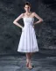 Embroidery Strapless Knee Length Wedding Dress
