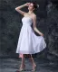 Embroidery Strapless Knee Length Wedding Dress
