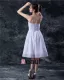 Embroidery Strapless Knee Length Wedding Dress