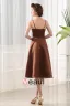 Decollete Bretelles Sans Manches Longueur Genou Satin Plisse Perles Fleur Robe De Demoiselle D'honneur A-ligne