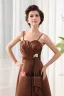 Decollete Bretelles Sans Manches Longueur Genou Satin Plisse Perles Fleur Robe De Demoiselle D'honneur A-ligne