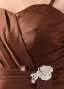 Decollete Bretelles Sans Manches Longueur Genou Satin Plisse Perles Fleur Robe De Demoiselle D'honneur A-ligne
